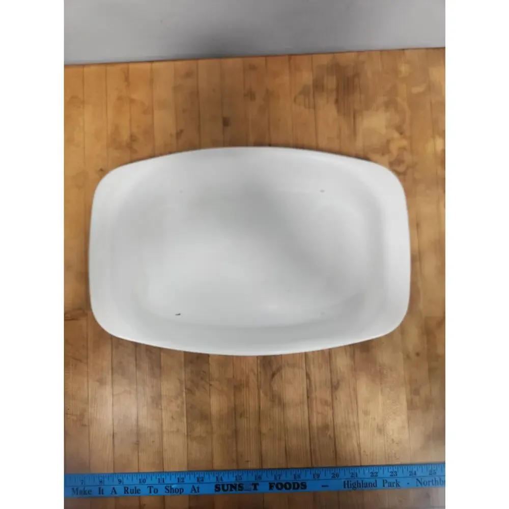 Vintage Enamelware Roasting Pan White Vegetable Harvest Pattern 14